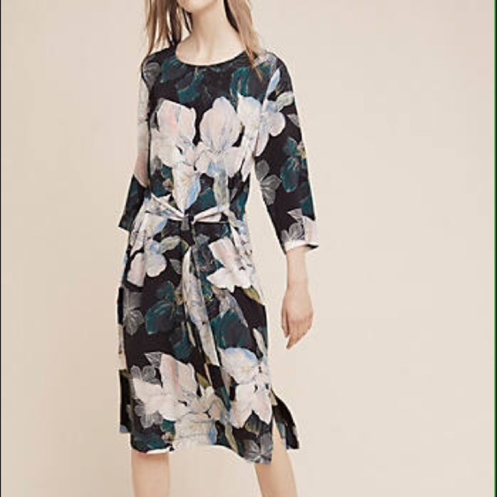 Anthropologie Giacinta Floral Silk Midi Dress